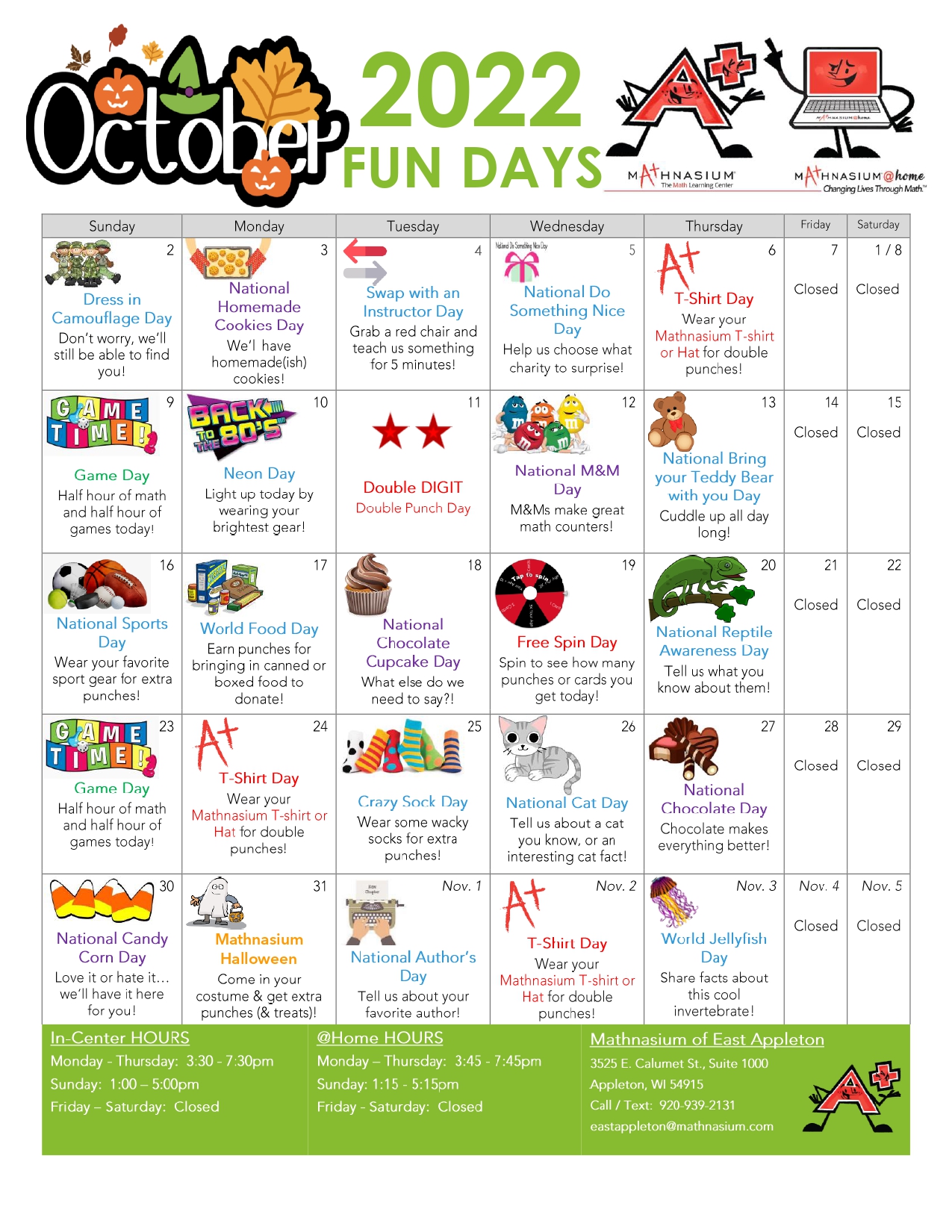 Monthly Fun Calendar - OCTOBER